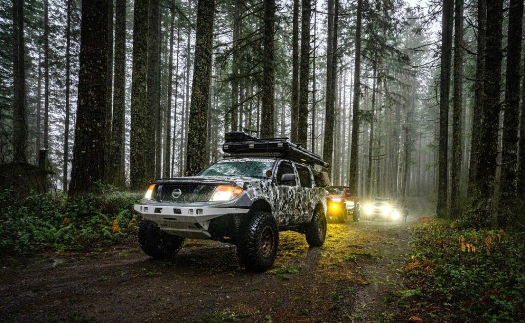 Nissan Titan R51 overlanding in the forest
