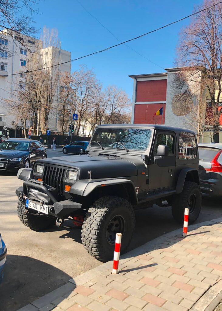 Jeep Wrangler CJ with off-road wheels in the city Iasi, Romania