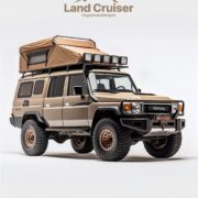 Tan Toyota Land Cruiser 79 on 35 inch tires with LED light bar