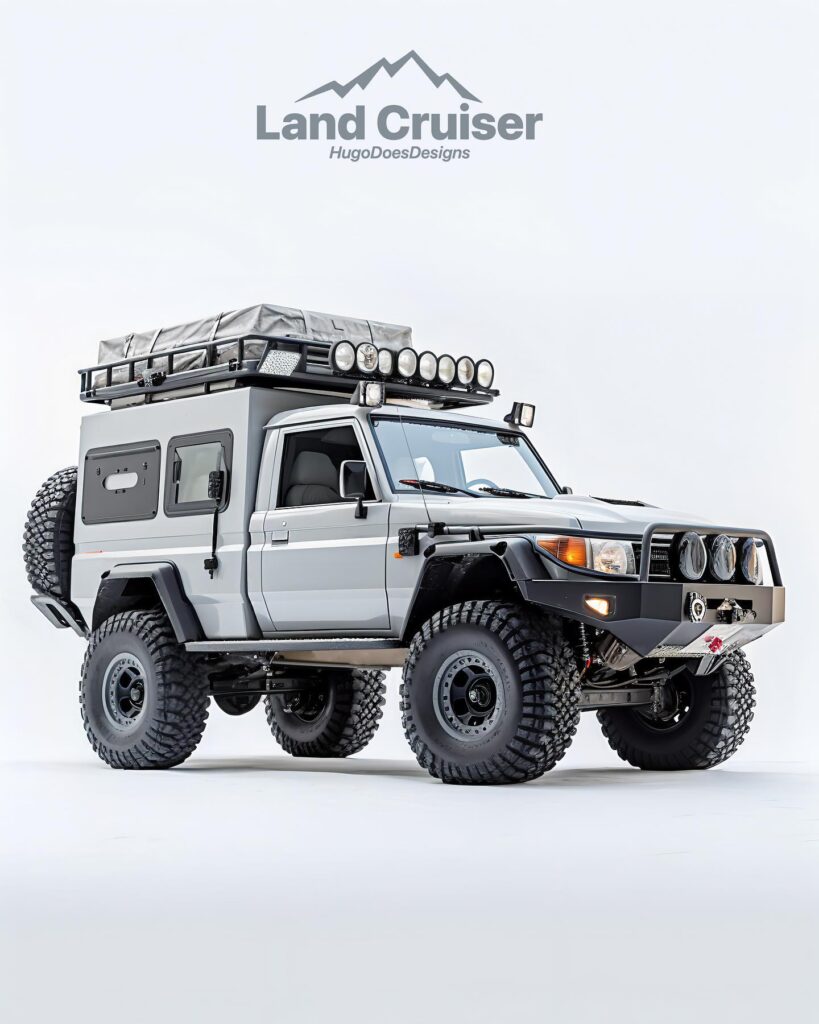 Short Toyota Land Cruiser 78 chassis cab with a camper