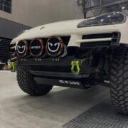 Three STEDI round off-road driving lights mounted on the custom AP Osaka front skid plate