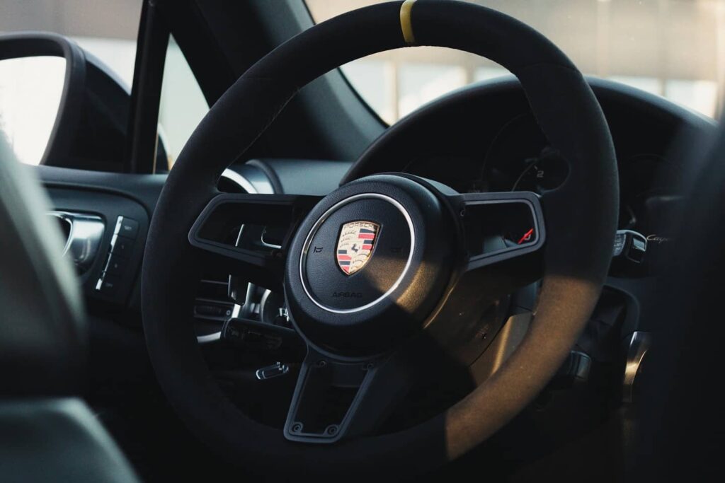 porsche cayenne with 991 GT3 steering wheel upgrade with integrated paddle shifters