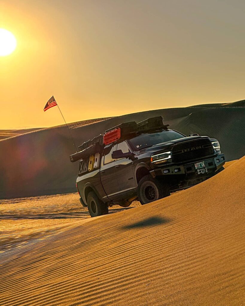 Roam Adventure 95L cases mounted on Rhino Rack platform with backbone