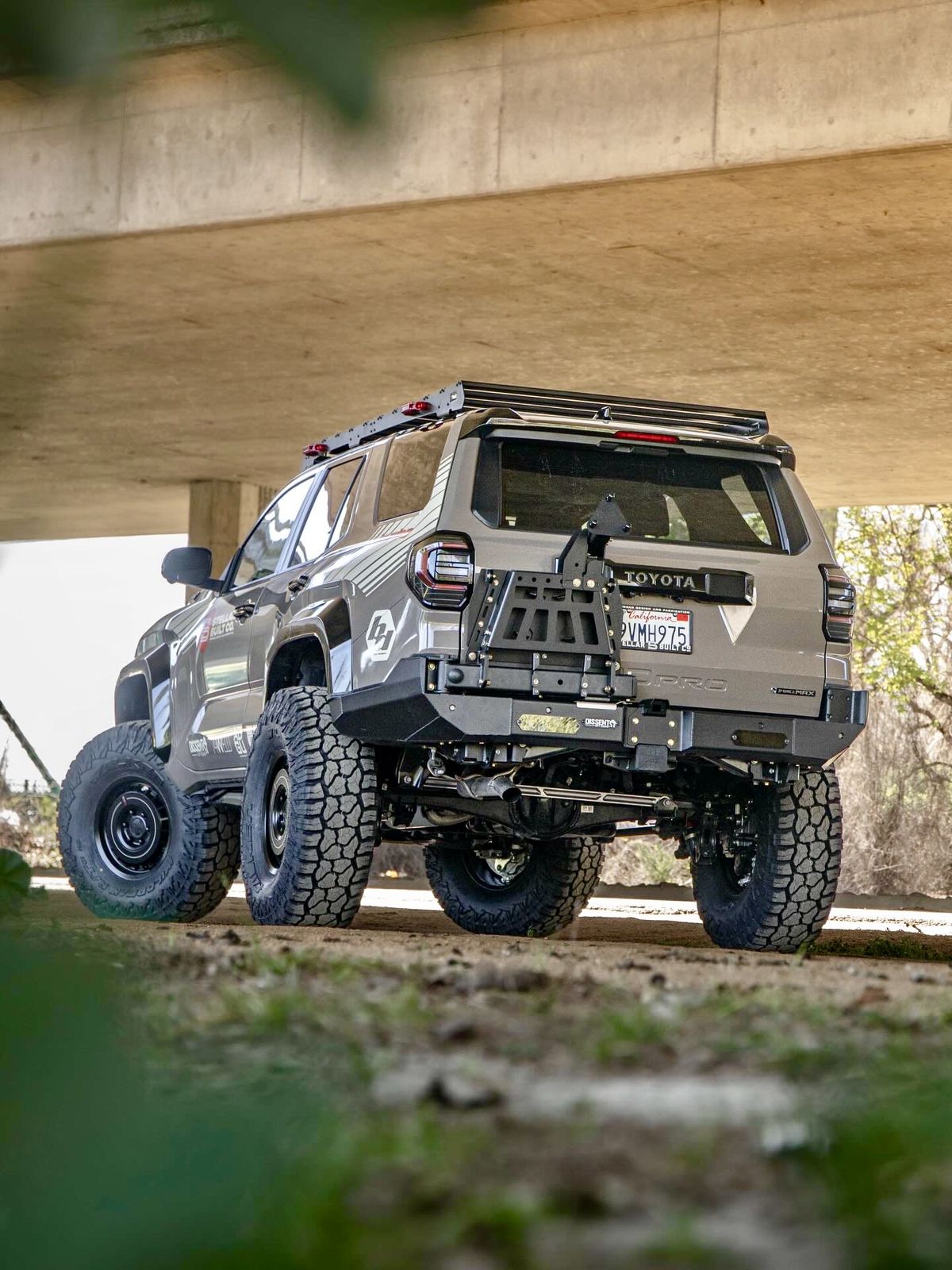 Rear view of grey 6th Gen 4Runner showing Eaton E-Locker equipped rear axle