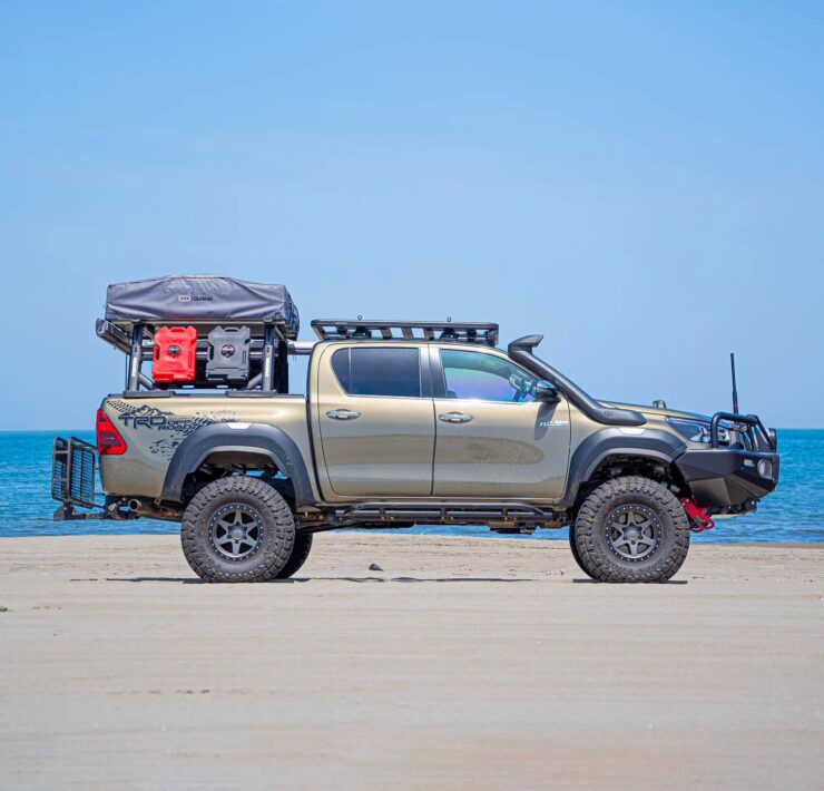 Lifted Toyota Hilux overland truck On 35” Off-Road Wheels from Japan