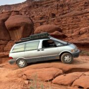 Toyota Previa overland build off-roading in moab