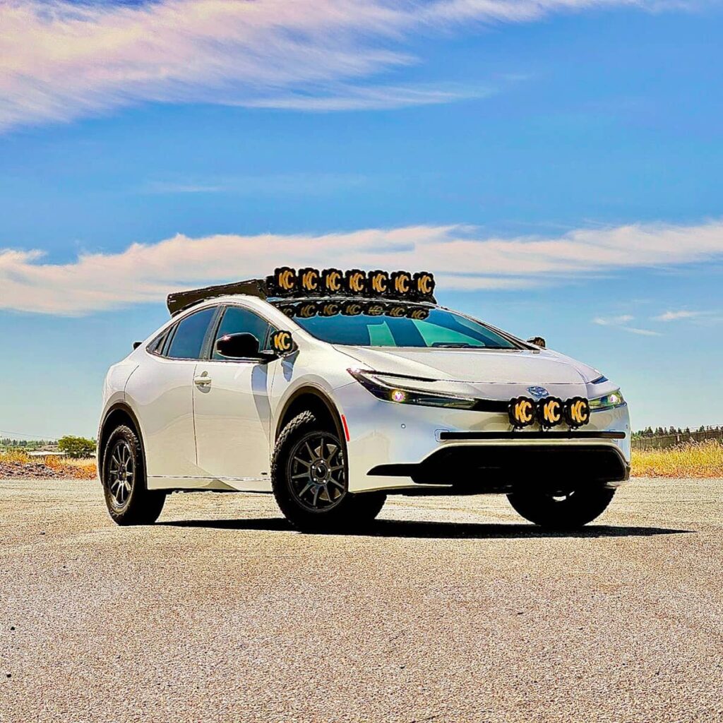 5th Gen Toyota Prius AWD with 1.5” front lift spacers and rear 2” HD lift springs