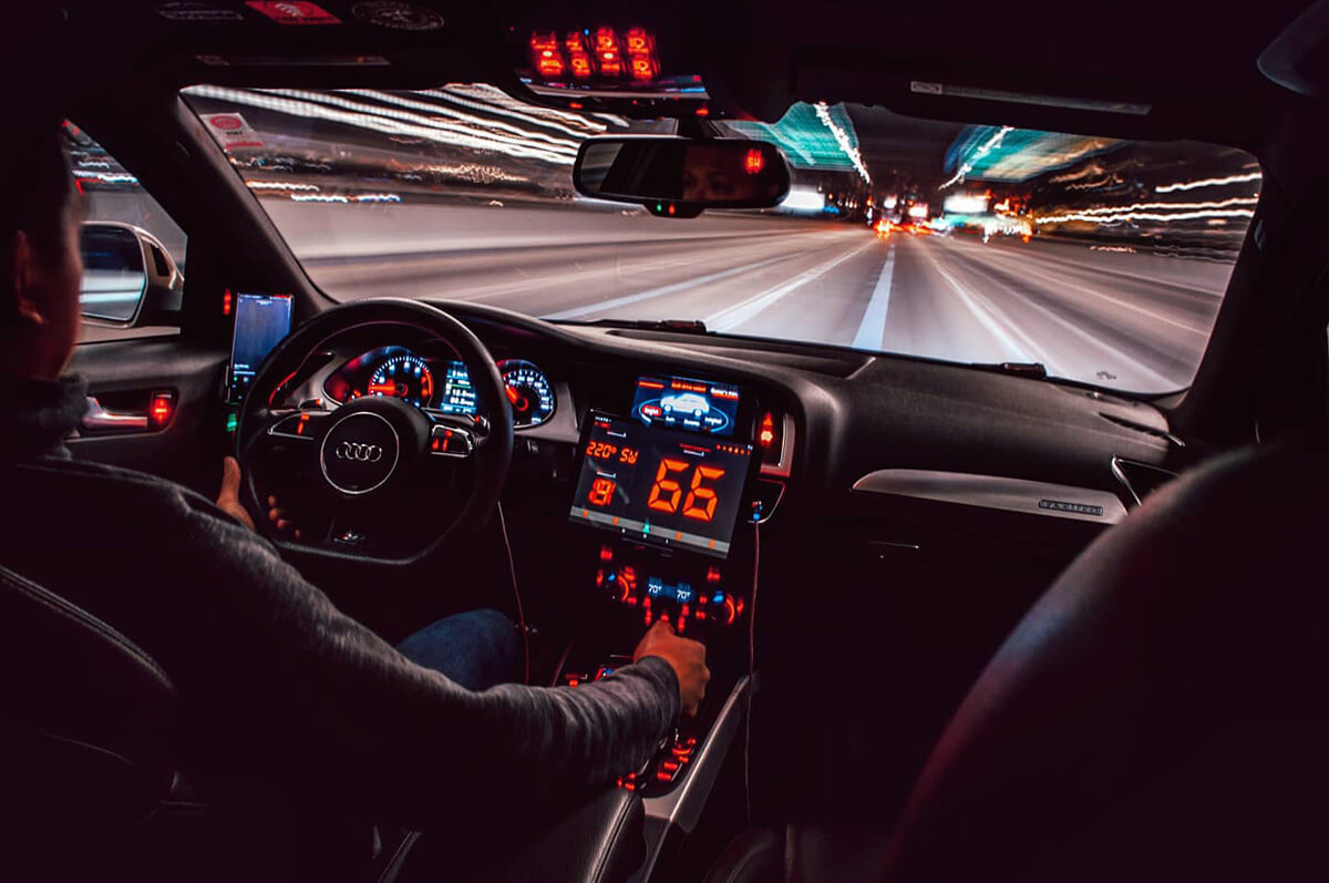 Audi A4 B8 interior at night