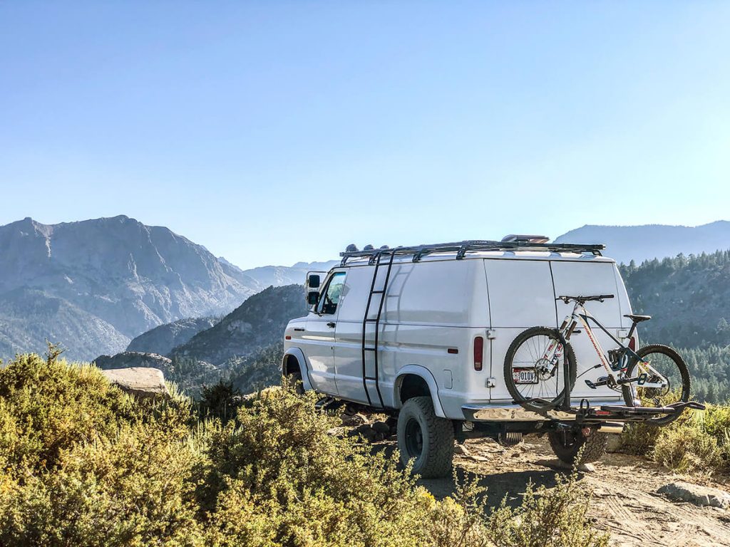 Lifted 1990 Ford E150 Overland Van project - Hitch mount bike rack