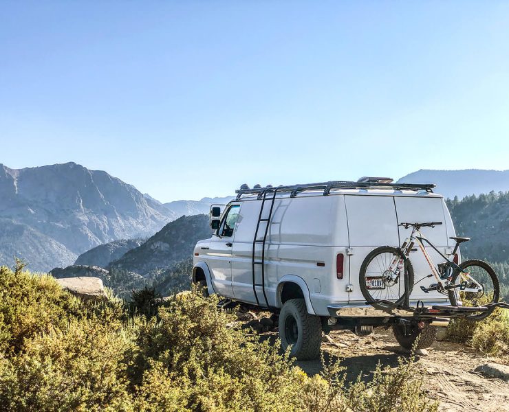 Lifted 1990 Ford E150 Overland Van project - Hitch mount bike rack