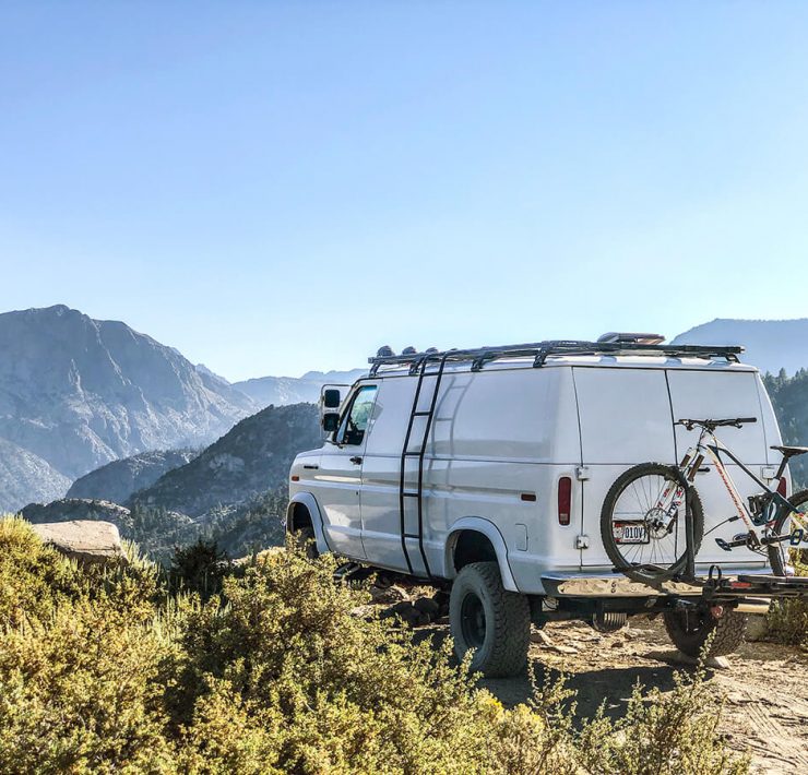 Lifted 1990 Ford E150 Overland Van project - Hitch mount bike rack