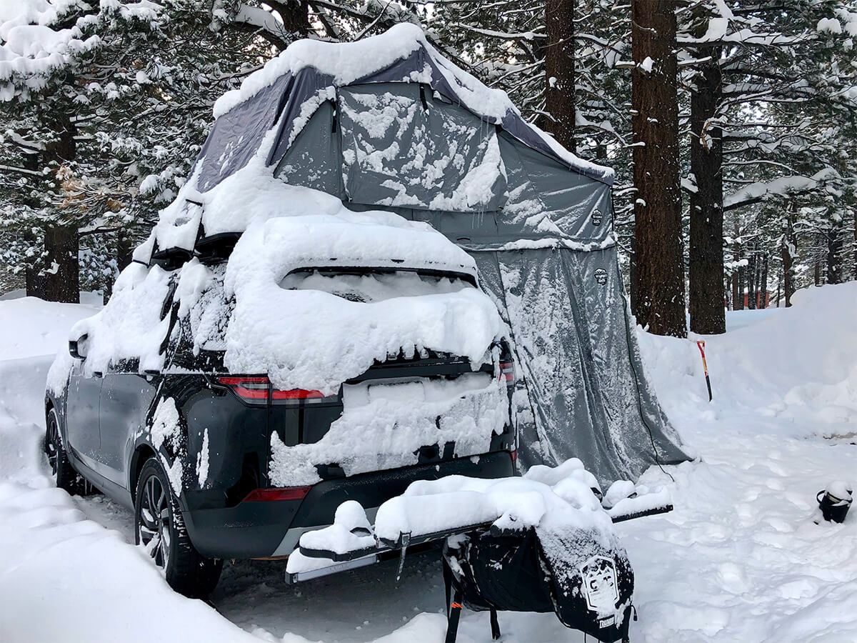 New Land Rover Discovery Ranger rover with Roof Top Tent in winter