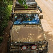 Old Mitsubishi Montero off-roading