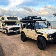 SUV roof rack and and awning for camping