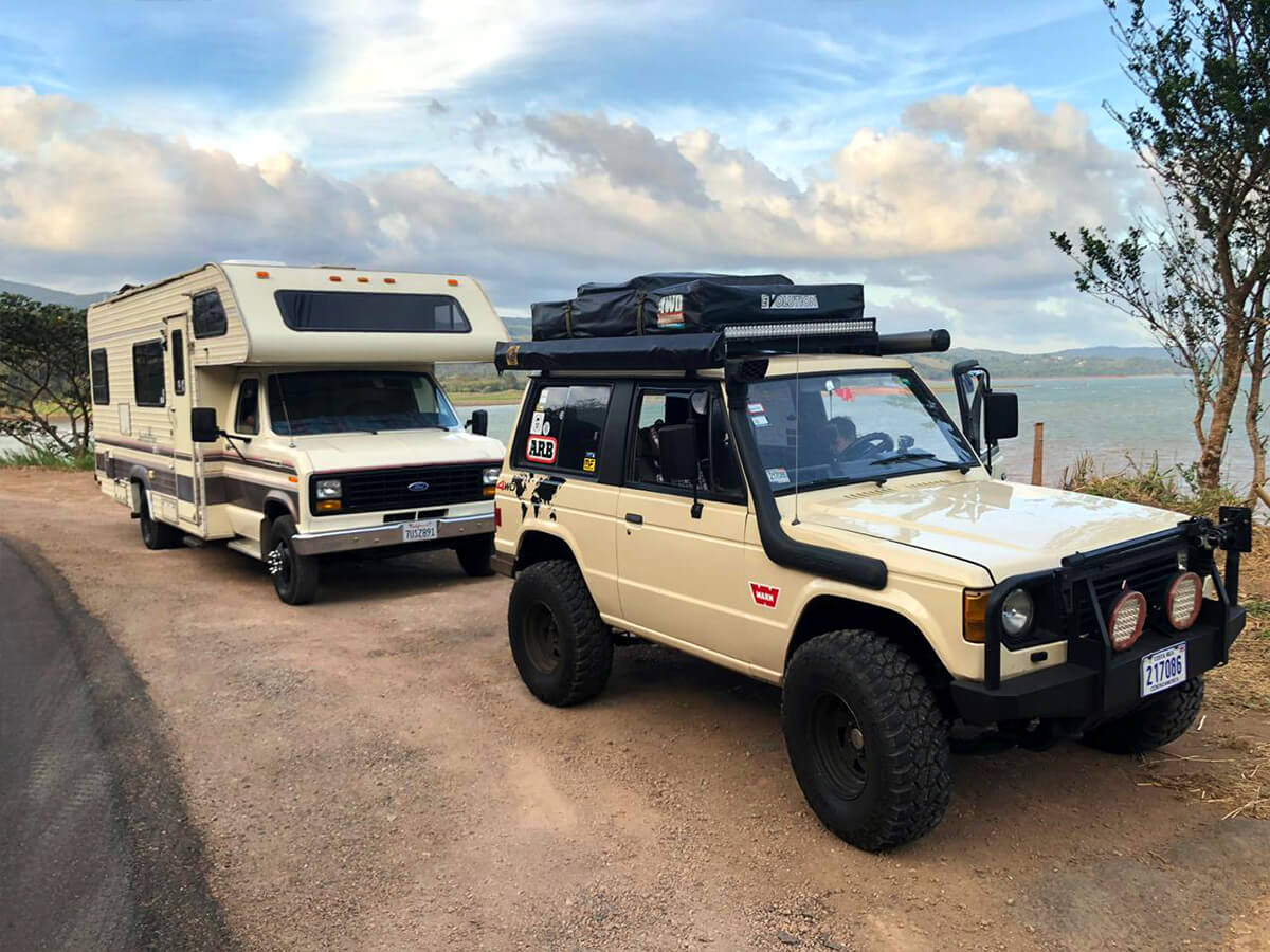 SUV roof rack and and awning for camping