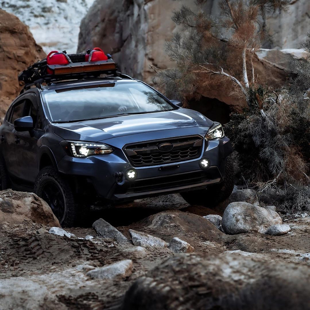 Modified Subaru Crosstrek in the mountains