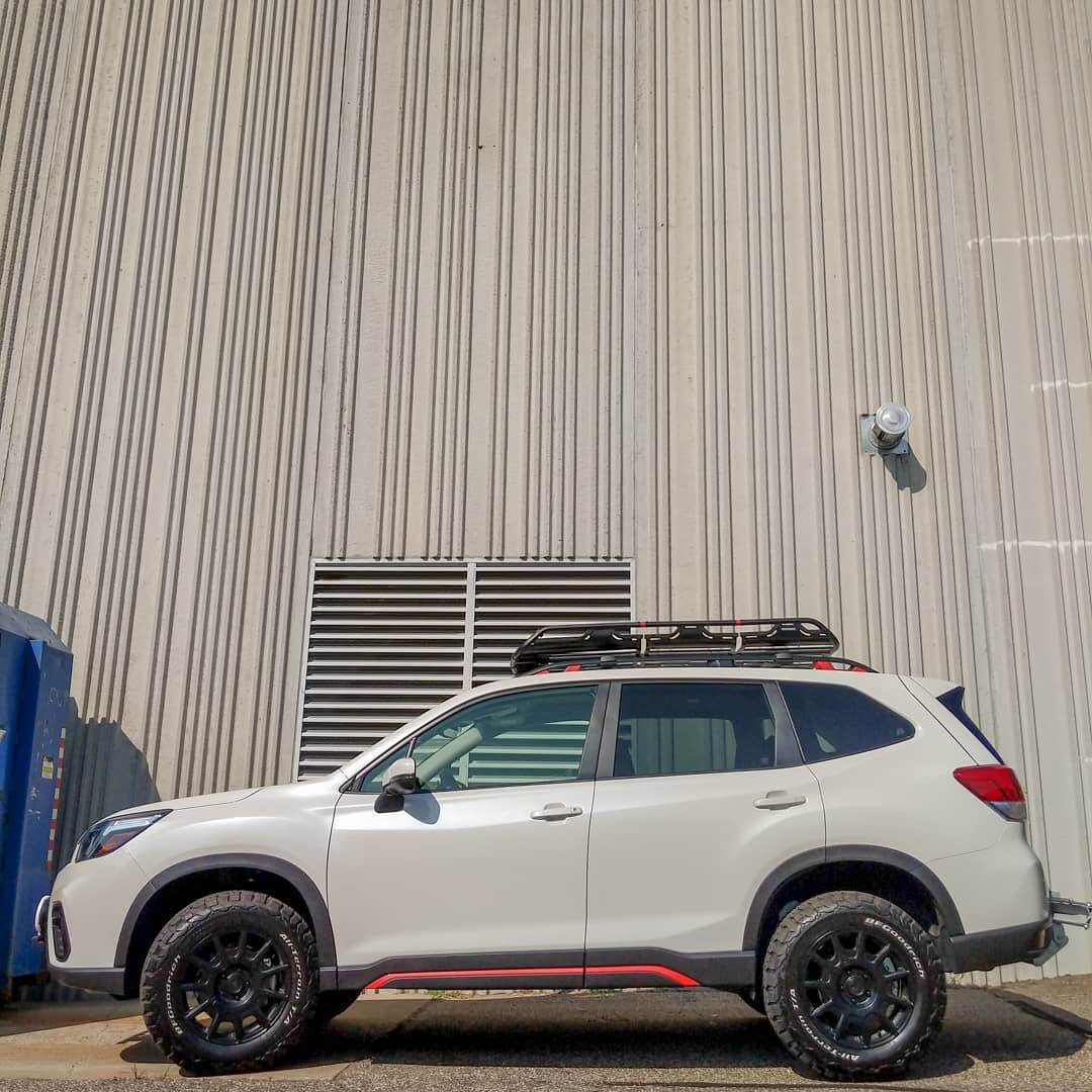 SUbaru Forester SK with a 2 inch lifted suspension for off-roading