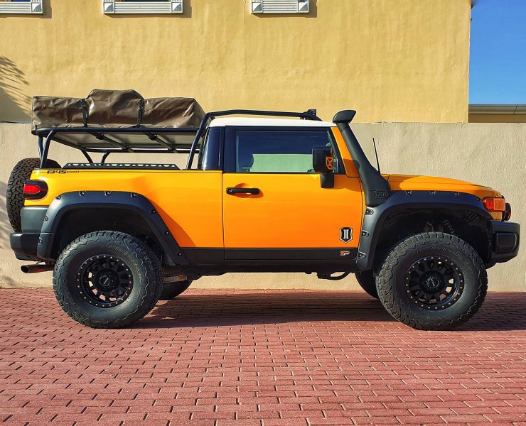 Lifted Toyota FJ Cruiser pickup truck conversion