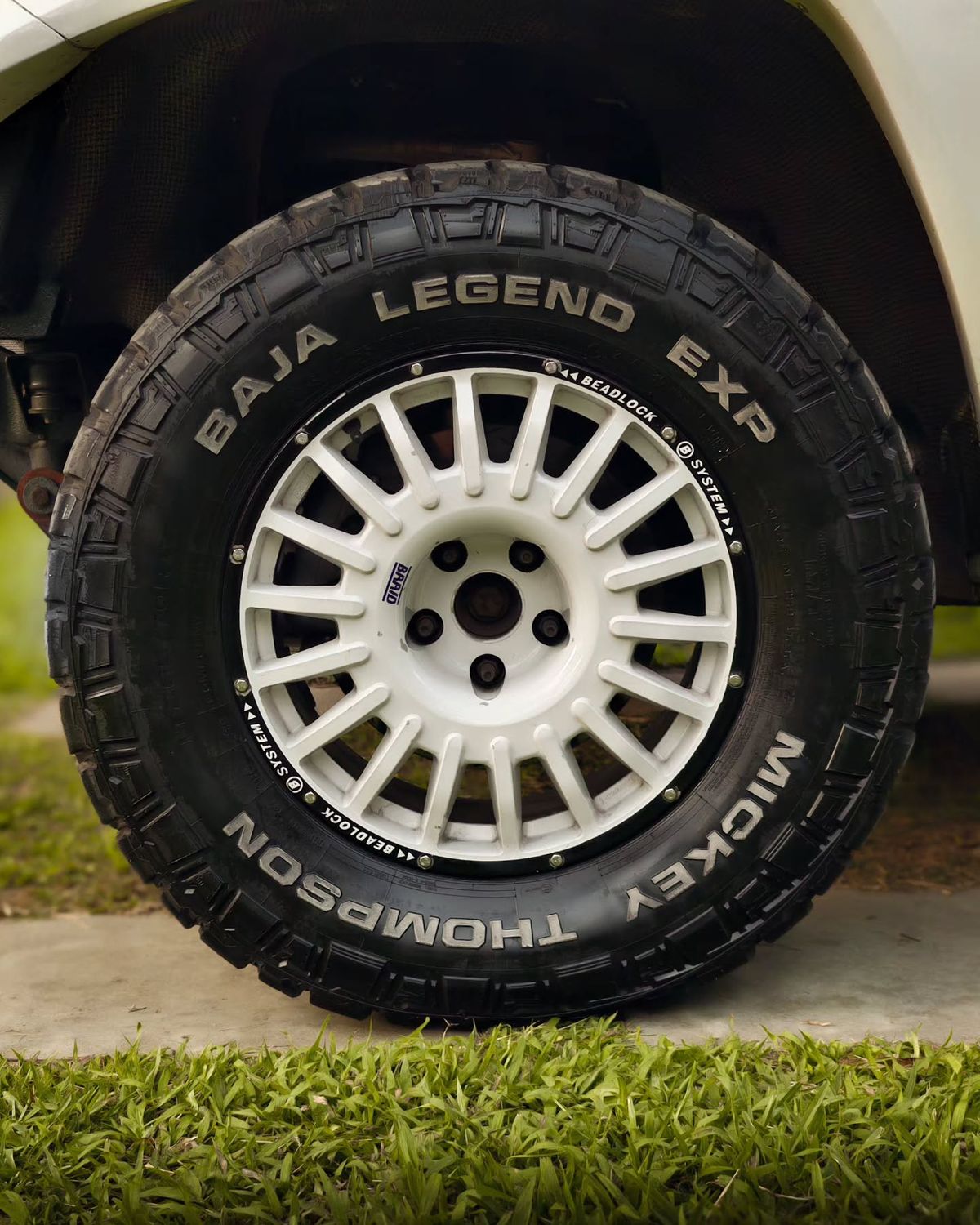 Mickey Thompson Baja Legend EXP tire mounted on a Braid Beadlock B rims