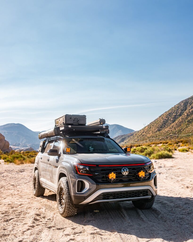 Offroading in a lifted VW Atlas overland rig