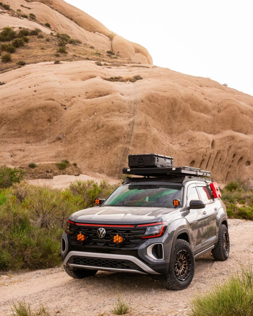 2024 VW Atlas modified for off-roading with Prospeed Rack low-profile roof rack with exterior molle