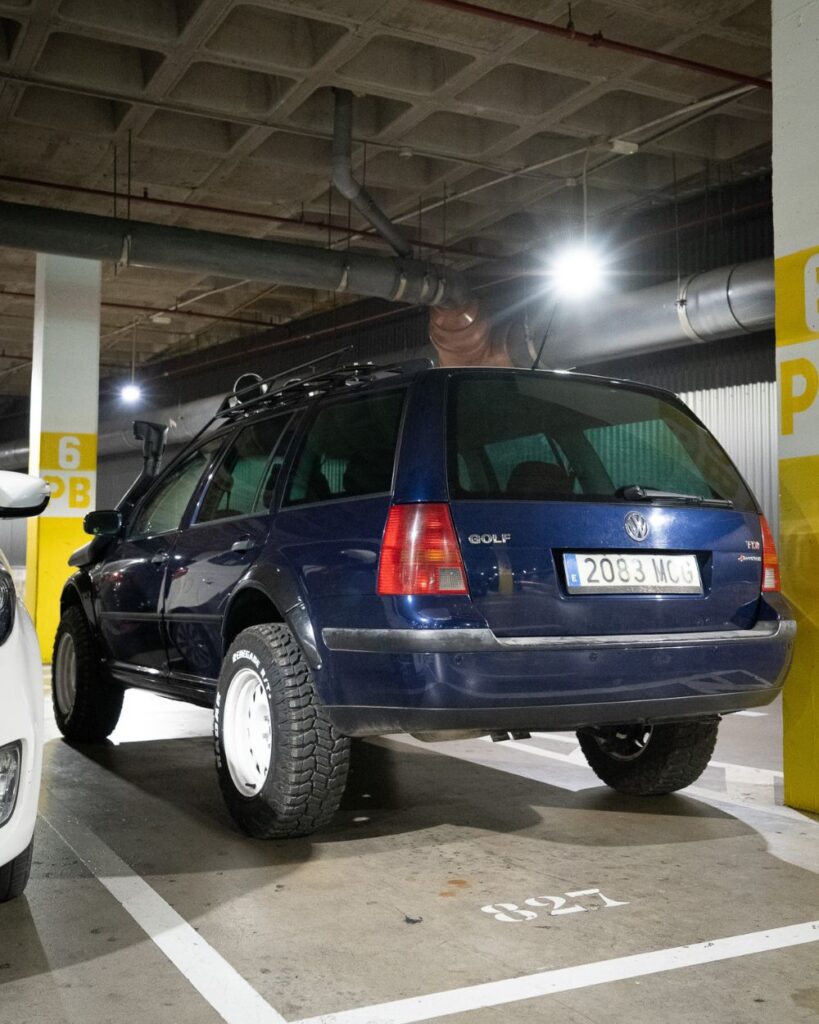 Volkswagen Golf Wagon with all wheel drive lifted on A/T wheels