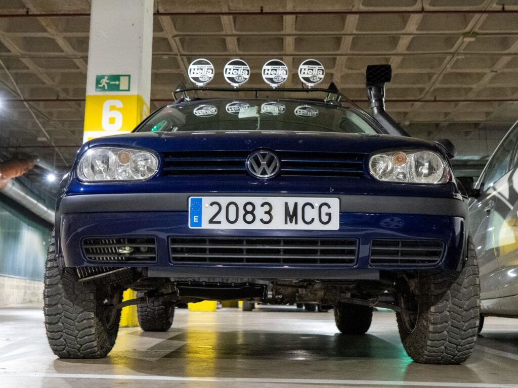VW Golf with a custom long travel suspension lift and 4motion all wheel drive