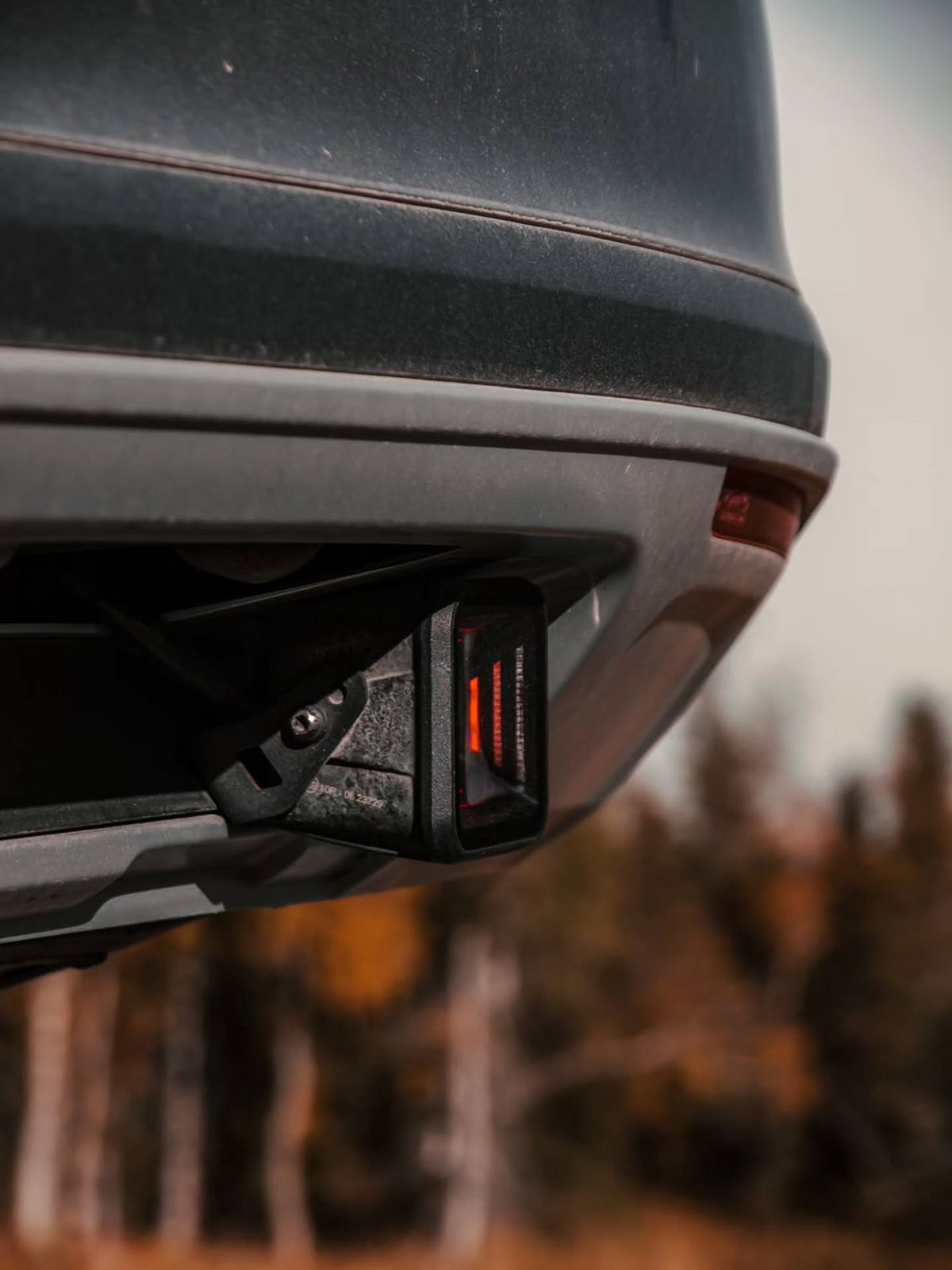 Close-up of Strands LED light bar mounted on lifted VW Golf Alltrack off-road build rear bumper