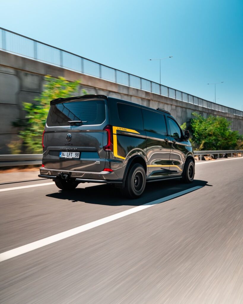 Modified VW Transporter T7 with custom upgrades for off-roading and camping