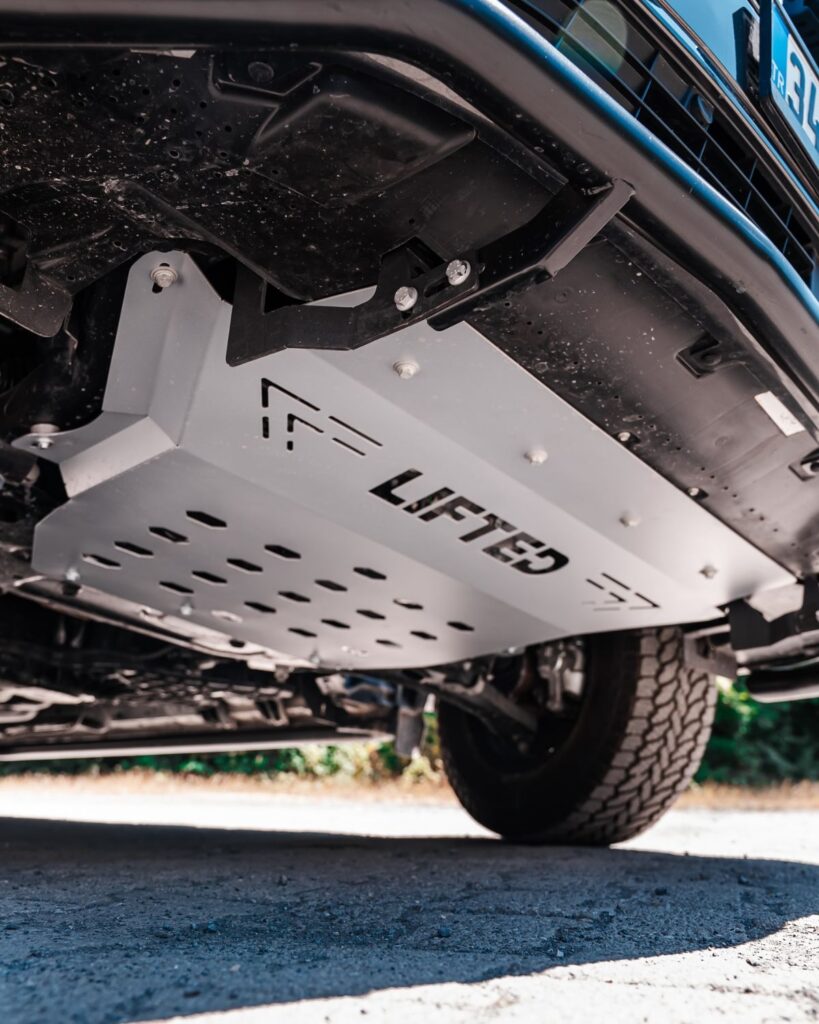 Lifted 34 protective metal skid plate