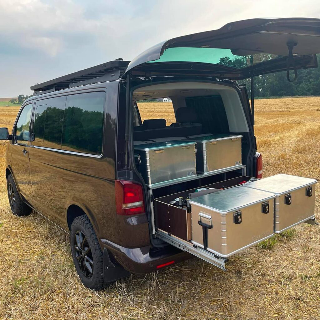VW transporter T6 Overland kitchen and storage drawers