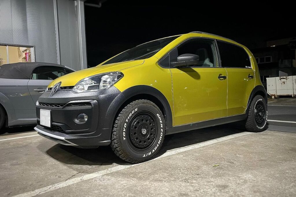 Vw Cross Up with a Rhino coated bumper for off-road protection